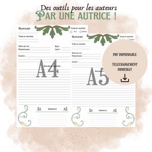 May include: Printable PDF templates for writing a chapter of a book. The templates are designed for A4 and A5 paper sizes. The templates include sections for the title of the chapter, the stage of the chapter, point of view, characters, stakes, and a summary of the chapter. The templates also include a section for important notes.