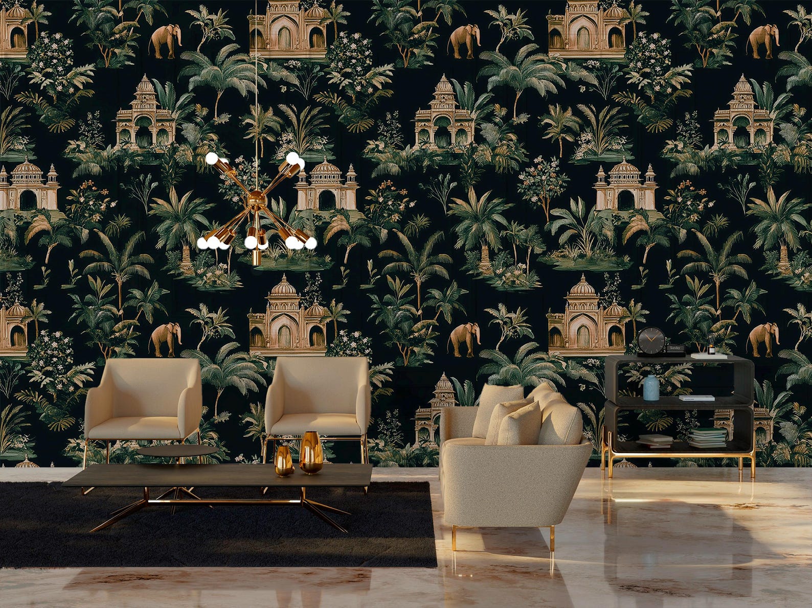 Indian Jungle Peel and Stick Wallpaper – Dark Tropical Wall Mural With ...