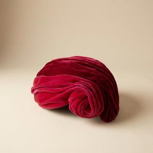 Vintage Ruby Red Velvet Turban Hat | 1950s Sculptural Rose Cocktail Millinery