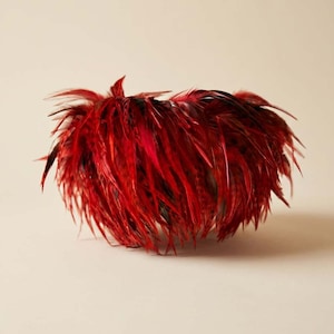 Vintage Red Feather Halo Hat | Dramatic Avant Garde Cocktail Millinery Headpiece