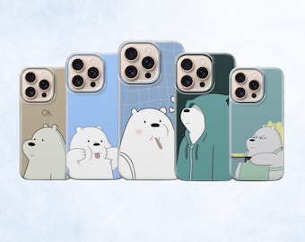 Cute Cartoon Bear Phone Case Cover For iPhone 17, 16, 15, 14, 13, 12, 11, Samsung S25FE, S24, S23,A17 Pixel 10, 9, 8, 7, 6