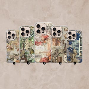 Vintage Collage Phone Case Aesthetic Cover for iPhone 16 Pro Max 16 15 14 13 case, Samsung S23 S24 S25 Ultra case, Pixel 9 XL Pro, 8, 7