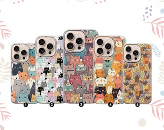 Cat Collage Phone Case Cover For iPhone 17, 16, 15, 14, 13, 12, 11, Samsung S25FE, S24, S23,A17 Pixel 10, 9, 8, 7, 6
