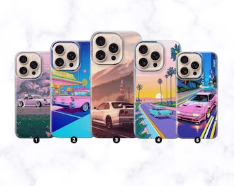 Vaporwave JDM Car Phone Case Cover For iPhone 17, 16, 15, 14, 13, 12, 11, Samsung S25FE, S24, S23,A17 Pixel 10, 9, 8, 7, 6