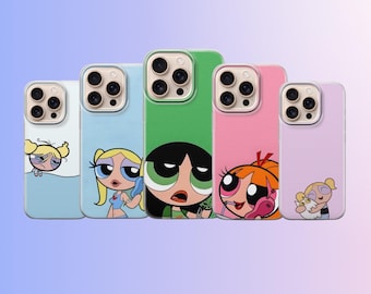 Powerpuff Girls Phone Case Y2K Cartoon Cover for iPhone 17, 16, 15, 14, 13, 12, 11, Samsung S25FE, S24, S23,A17 Pixel 10, 9, 8, 7, 6