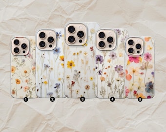 Pressed Flower Phone Case Cottagecore Aesthetic Cover for iPhone 16 Pro Max 16 15 14 13 case, Samsung S23 S24 S25 Ultra case, Pixel 9 XL Pro
