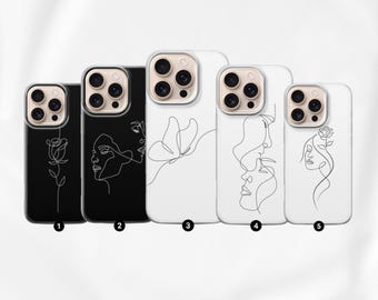 Minimalist Line Art Phone Case Cover For iPhone 17, 16, 15, 14, 13, 12, 11, Samsung S25FE, S24, S23,A17 Pixel 10, 9, 8, 7, 6