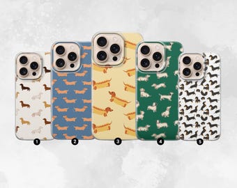 Dachshund Pattern Phone Case Dog Lover Cover For iPhone 17, 16, 15, 14, 13, 12, 11, Samsung S25FE, S24, S23,A17 Pixel 10, 9, 8, 7, 6