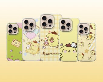 Cute Pompompurin Phone Case Sanrio Aesthetic Cover For iPhone 17, 16, 15, 14, 13, 12, 11, Samsung S25FE, S24, S23,A17 Pixel 10, 9, 8, 7, 6