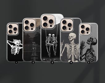 Gothic Skeleton Phone Case Eerie Aesthetic for iPhone 17, 16, 15, 14, 13, 12, 11, Samsung S25, S24, S23,A17, Pixel 10, 9, 8, 7, 6