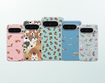 Cute Phone Case Dog Pattern Cover for Google Pixel 10 XL Pro, 10Pro, 9, 9Pro, 8A, 8, 7A, 6A, Samsung S25FE, S24, S23, A17, A36, iPhone 16 15
