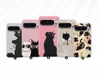 Black Cat Aesthetic Phone Case Cute Cover For Google Pixel 11XL Pro 11Pro 10A 9  8 7 6A Samsung S26 S25 S24 S23 A17 iPhone 18 17 16 15 14 13