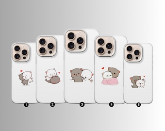Matching Cat Couple Phone Case Minimalist Design For iPhone 17, 16, 15, 14, 13, 12, 11, Samsung S25FE, S24, S23,A17 Pixel 10, 9, 8, 7, 6