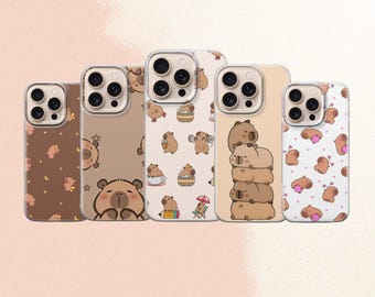 Cute Capybara Phone Case, Whimsical Aesthetic Cover For iPhone 17, 16, 15, 14, 13, 12, 11, Samsung S25FE, S24, S23,A17 Pixel 10, 9, 8, 7, 6