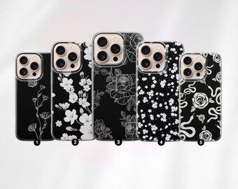 Cute Flower Phone Case Gothic Aesthetic Cover for iPhone 16 Pro Max 16 15 14 13 case, Samsung S23 S24 S25 Ultra case, Pixel 9 XL Pro, 8, 7