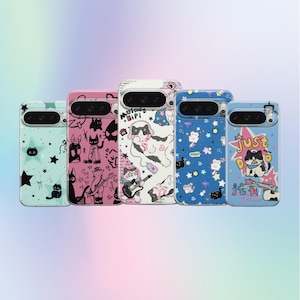 Katttelefonskal Tecknat Fodral För Google Pixel 11XL Pro 11Pro 10 10A 9 9Pro 8A 8 7A 6A Samsung S26 S25 S24 S23 A17 iPhone 18 17 16 15 14 13
