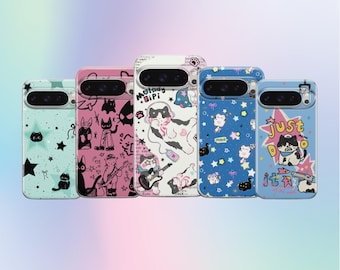 Cat Phone Case Cartoon Cover For Google Pixel 10 XL Pro 10Pro 9 9Pro 8A 8 7A 6A Samsung S25FE S24 S23 A17 iPhone 16 15 14 13