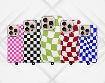Checkered Phone Case Aesthetic Minimalist Cover For iPhone 17, 16, 15, 14, 13, 12, 11, Samsung S25FE, S24, S23,A17 Pixel 10, 9, 8, 7, 6