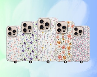 Cute Flowers Phone Case Wildflower Aesthetic for iPhone 16 Pro Max 16 15 14 13 case, Samsung S23 S24 S25 Ultra case, Pixel 9 XL Pro