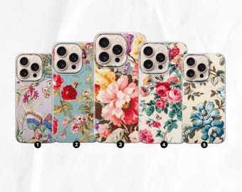 Cute Vintage Phone Case Floral Aesthetic Cover for iPhone 16 Pro Max 16 15 14 13 case, Samsung S23 S24 S25 Ultra case, Pixel 9 XL Pro, 8, 7