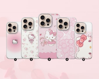 Cute Hello Kitty Phone Case Coquette Aesthetic Cover for iPhone 17, 16, 15, 14, 13, 12, 11, Samsung S25FE, S24, S23,A17 Pixel 10, 9, 8, 7, 6