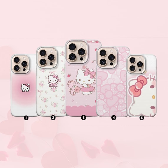 Cute Hello Kitty Phone Case Coquette Aesthetic Cover for iPhone 17, 16, 15, 14, 13, 12, 11, Samsung S25FE, S24, S23,A17 Pixel 10, 9, 8, 7, 6