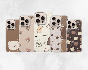Cute Bear Phone Case Soft Aesthetic Cover For iPhone 18,17, 16, 15, 14, 13, 12, 11, Samsung S26 S25 S24, S23,A17 Pixel 11 10 9, 8, 7, 6