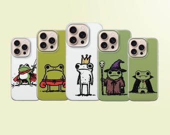 Süßer Frosch Handyhülle Lustig Illustrierte Frosch Hülle Für iPhone 17, 16, 15, 14, 13, 12, 11, Samsung S25FE, S24, S23, A17 Pixel 10, 9, 8, 7, 6