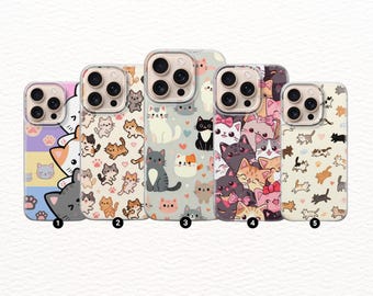 Kawaii Cat Phone Case Cute Cover For iPhone 18 17, 16, 15, 14, 13, 12, 11, Samsung S26 S25, S24, S23,A17 Pixel 11 10, 9, 8, 7, 6