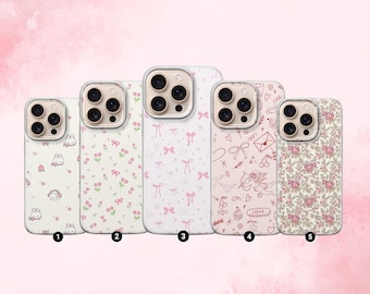 Cute Pink Coquette Phone Case For iPhone 17, 16, 15, 14, 13, 12, 11, Samsung S25FE, S24, S23,A17 Pixel 10, 9, 8, 7, 6