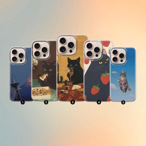 Funky Cute Phone Case Cat Aesthetic for iPhone 16 Pro Max 16 15 14 13 case, Samsung S25 S24 S23 S22 case, Pixel 9 XL Pro, 8 ,7