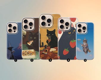 Funky Cat Aesthetic Phone Case for iPhone 17, 16, 15, 14, 13, 12, 11, Samsung S25, S24, S23,A17, Pixel 10, 9, 8, 7, 6
