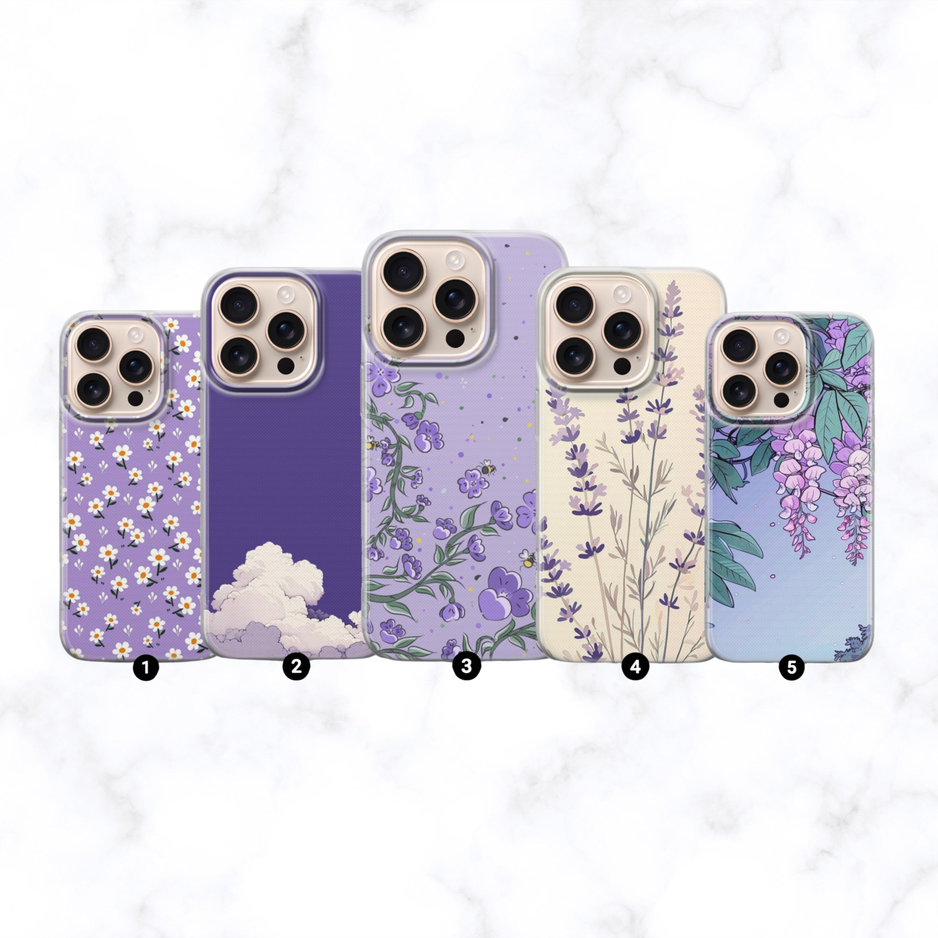 Cute Purple Phone Case Aesthetic Cover for iPhone 16 Pro Max 16 15 14 13 case, Samsung S23 S24 S25 Ultra case, Pixel 9 XL Pro, 8, 7