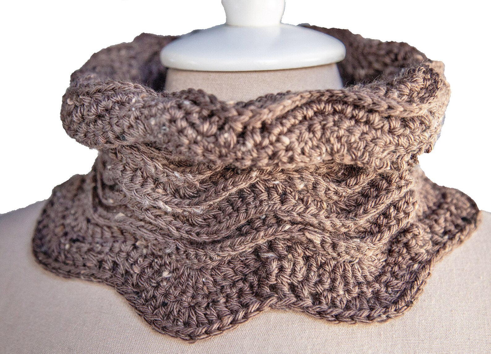 Crocheted Neck Warmer Neck Gaiter Taupe Tweed Handmade Etsy
