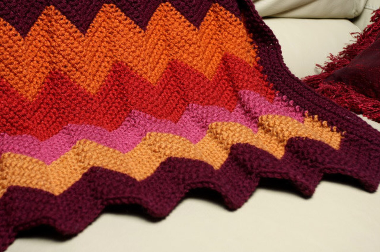 Afghan in Zig Zag Pattern Handmade Crocheted Warm Winter Etsy