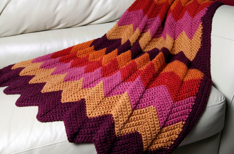 Afghan in Zig Zag Pattern Handmade Crocheted Warm Winter Etsy