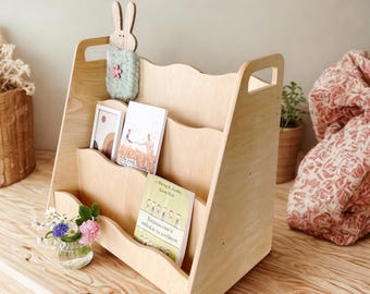 Personalisierte Holz Kinder Bücherregal - Montessori Kleinkind Bücherregal, Spielzeug Lagerung Organizer & Spielzimmer Kinderzimmer Möbel