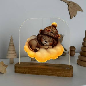 Personalized Wooden Nursery Night Light: Custom Engraved LED Lamp
