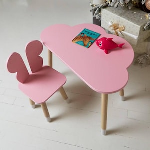 Montessori Table and Chair – Personalized Toddler Desk, Wooden Kids Furniture, Handmade Baby Room Set