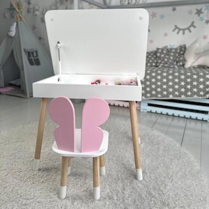 Montessori Kids Furniture Set – Wooden Table & Chair, Toddler Desk, Handmade Playroom Furniture, Custom Baby Room Decor | Back to School