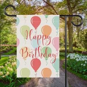 Happy Birthday Garden Flag, Classic Birthday Decor, Birthday Balloon Garden Flag, Classic Birthday Balloons, Celebration Garden Flag