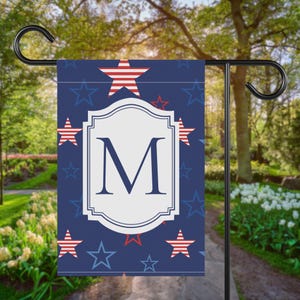 Personalized Patriotic Garden Flag, 4th of July Yard Decor, Summer Outdoor Decoration, Red, White & Blue Stars, Memorial Day Decor