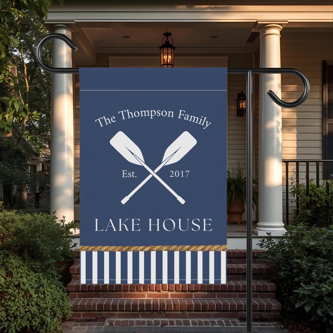 Personalized Lake House Garden Flag, Custom Family Lake Home Flag ...