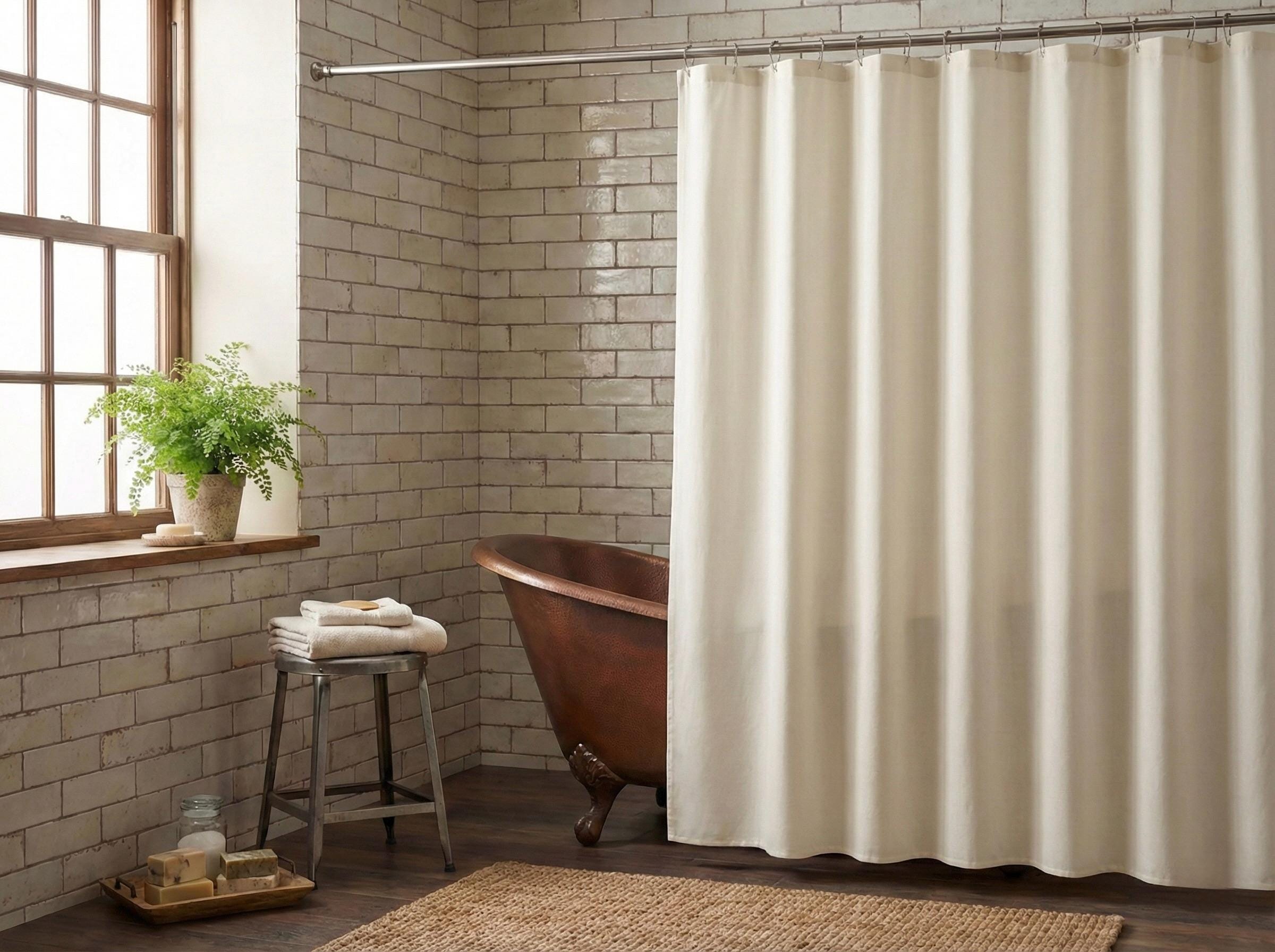 YEVDA Top Linnen Stof Douchegordijn 240x200cm Waterdicht Anti-schimmel voor Badkamer Beige 180x200cm