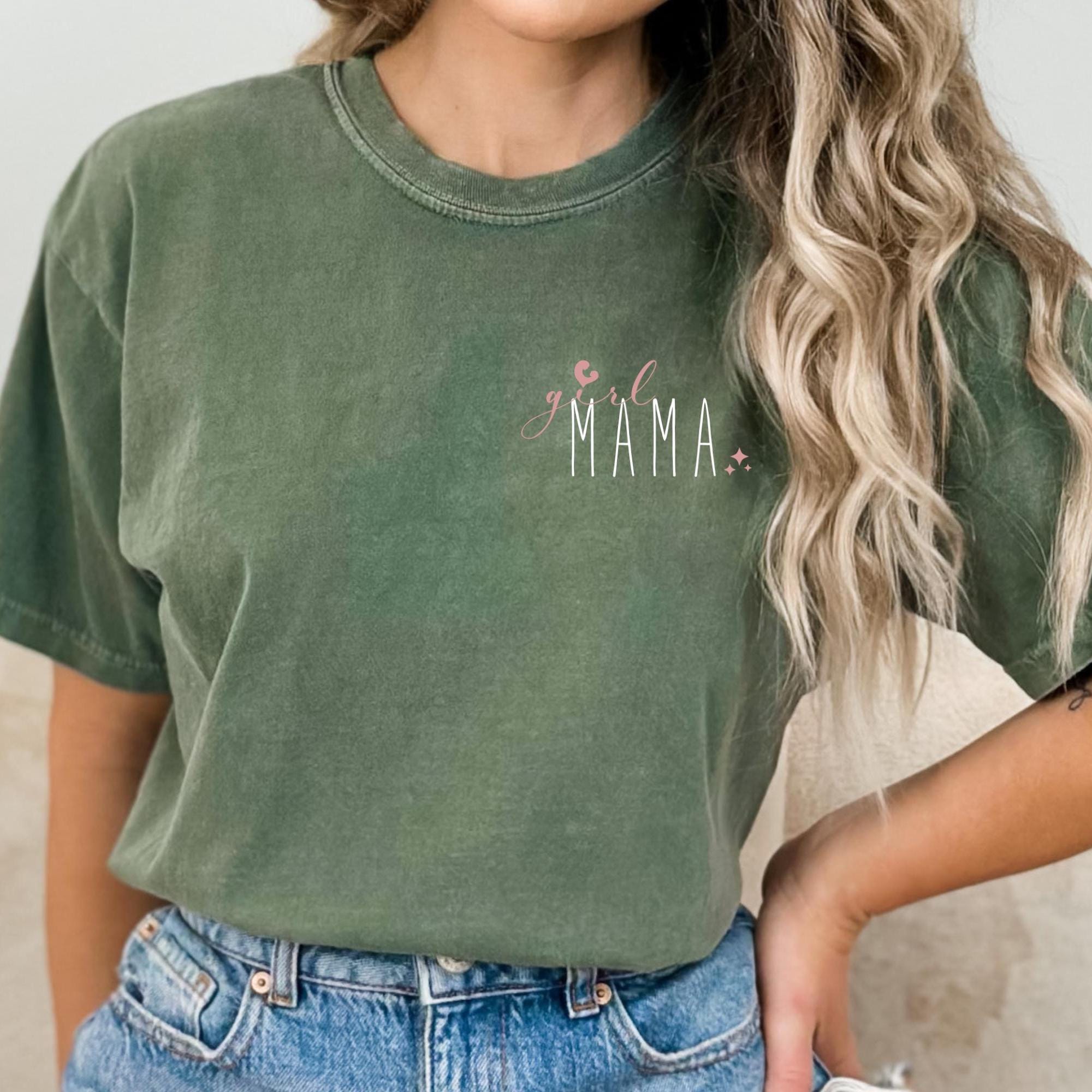Comfort Colors Girl Mama Shirt Gift for Mom Mother’s Day Tee Girl Mom T-Shirt Club Aesthetic Trendy Graphic Top New Mama Outfit