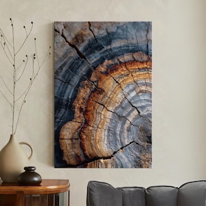 Abstract Tree Ring Canvas Print, Rustic Wood Wall Art, Natural Earthy Home Decor