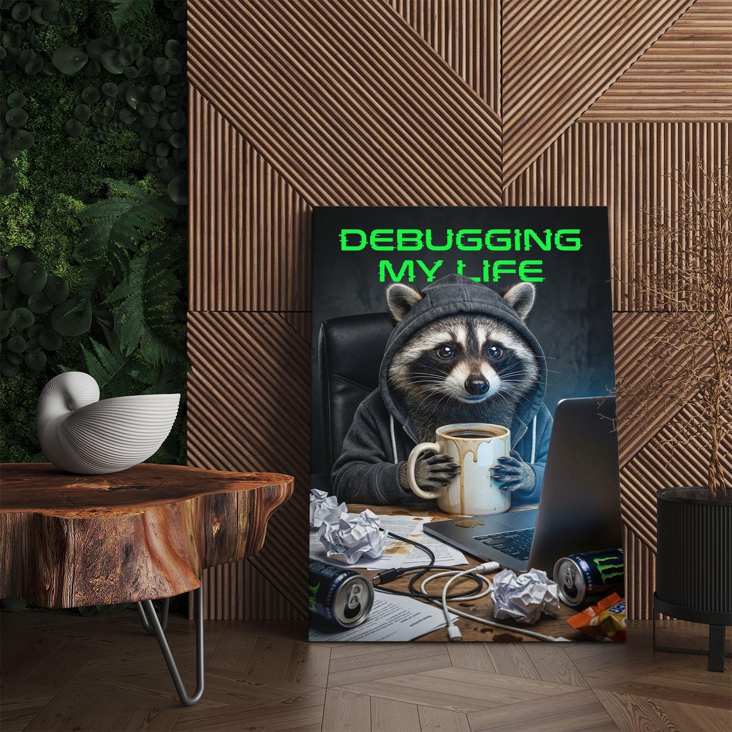 Funny Raccoon Wall Art Canvas Print, Programmer Gift, Coding Humor ...
