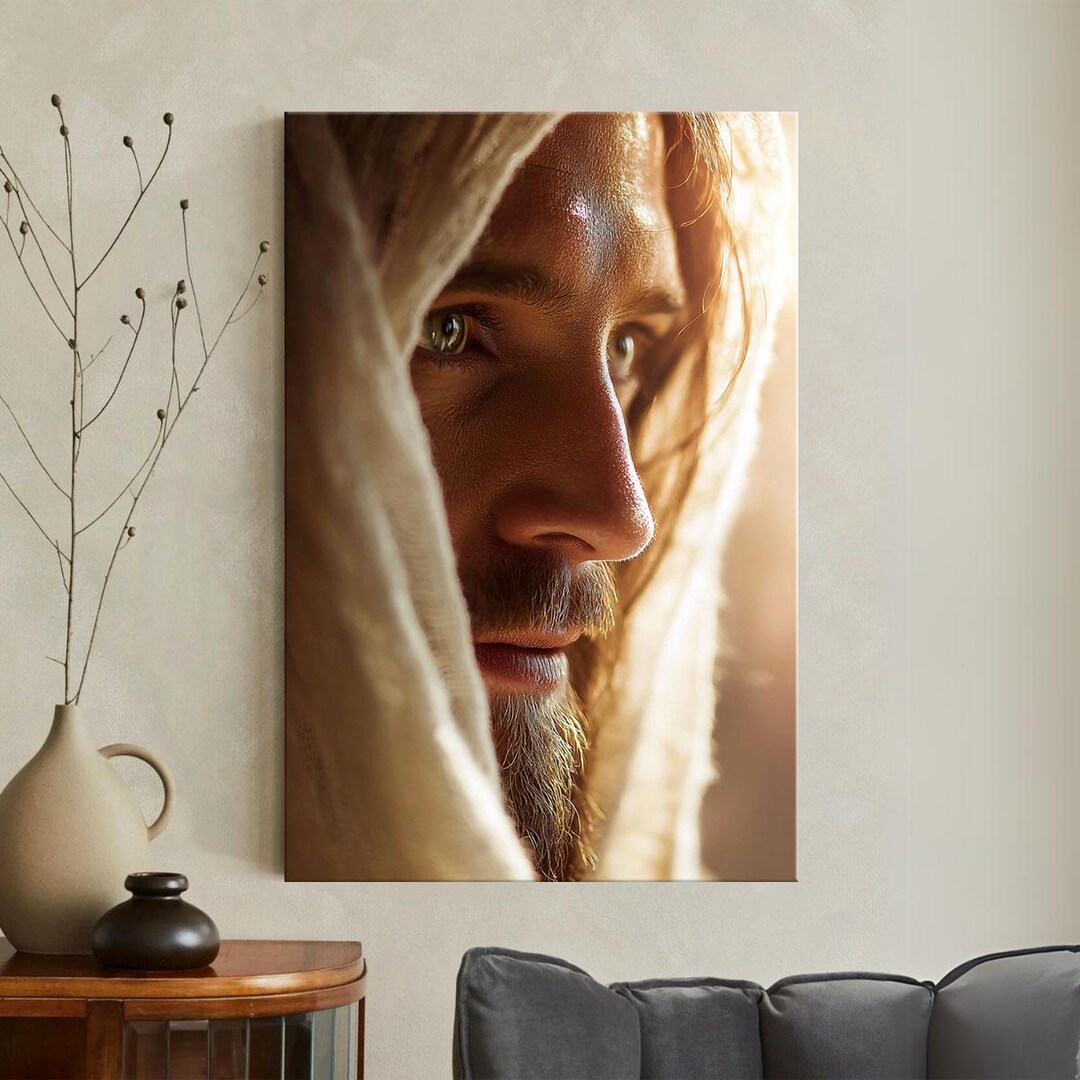Jesus Christ Portrait Canvas Print, Realistic Christian Wall Art ...