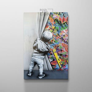 Banksy wall art print, graffiti canvas art, pop art decor, street art prints, home decor modern art, best friend gift