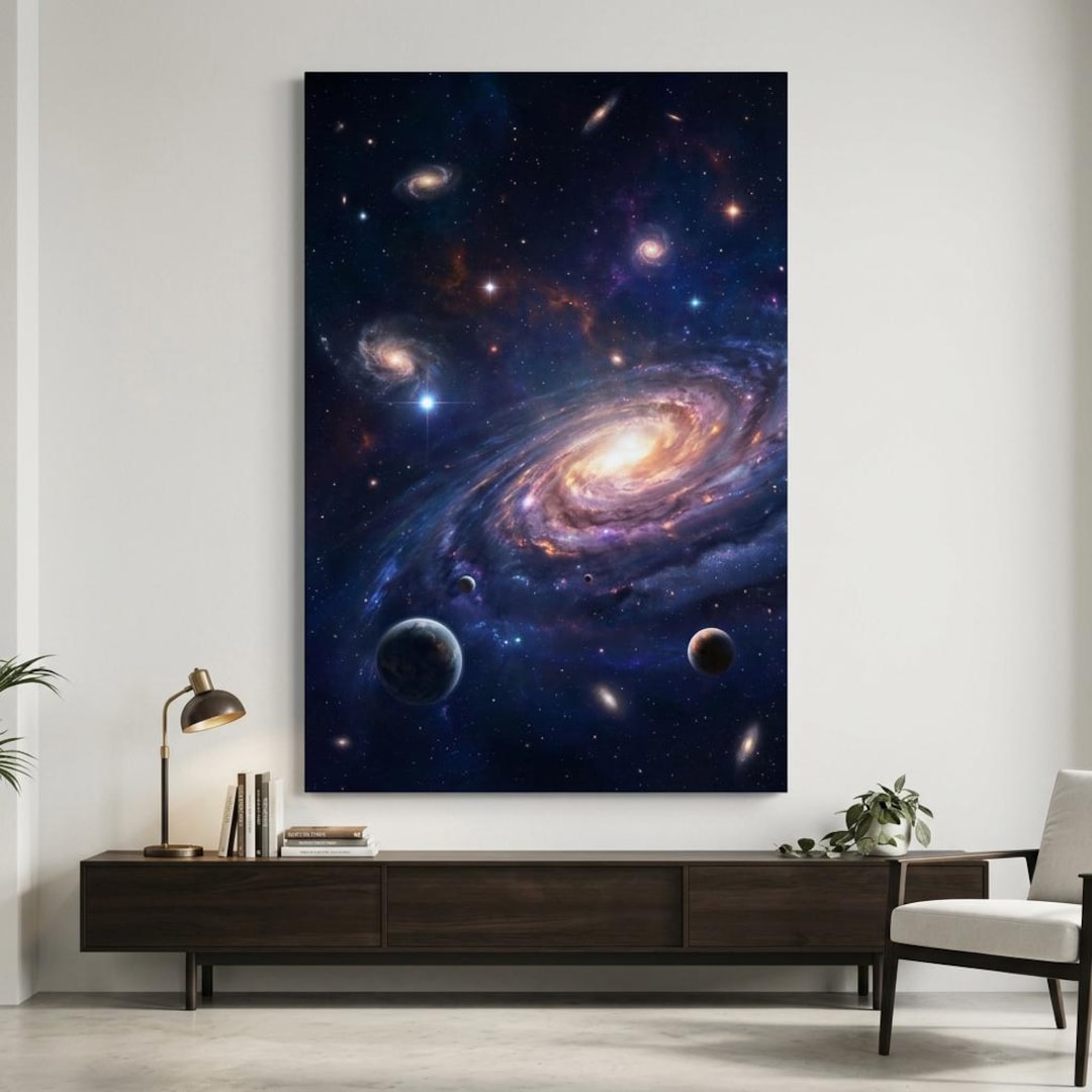 Galaxy Space Wall Art Canvas Print, Cosmic Universe Decor, Spiral ...